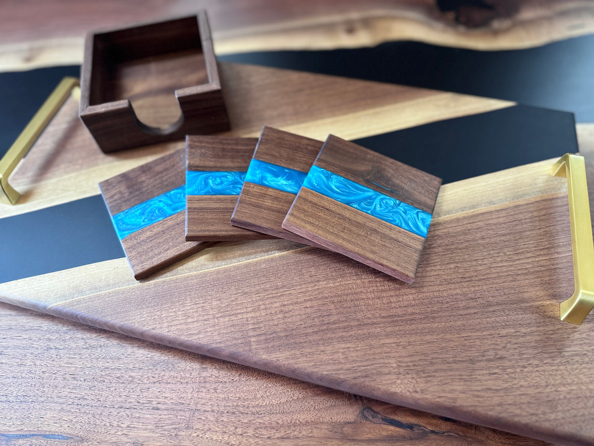 Custom Turquoise Walnut Coasters